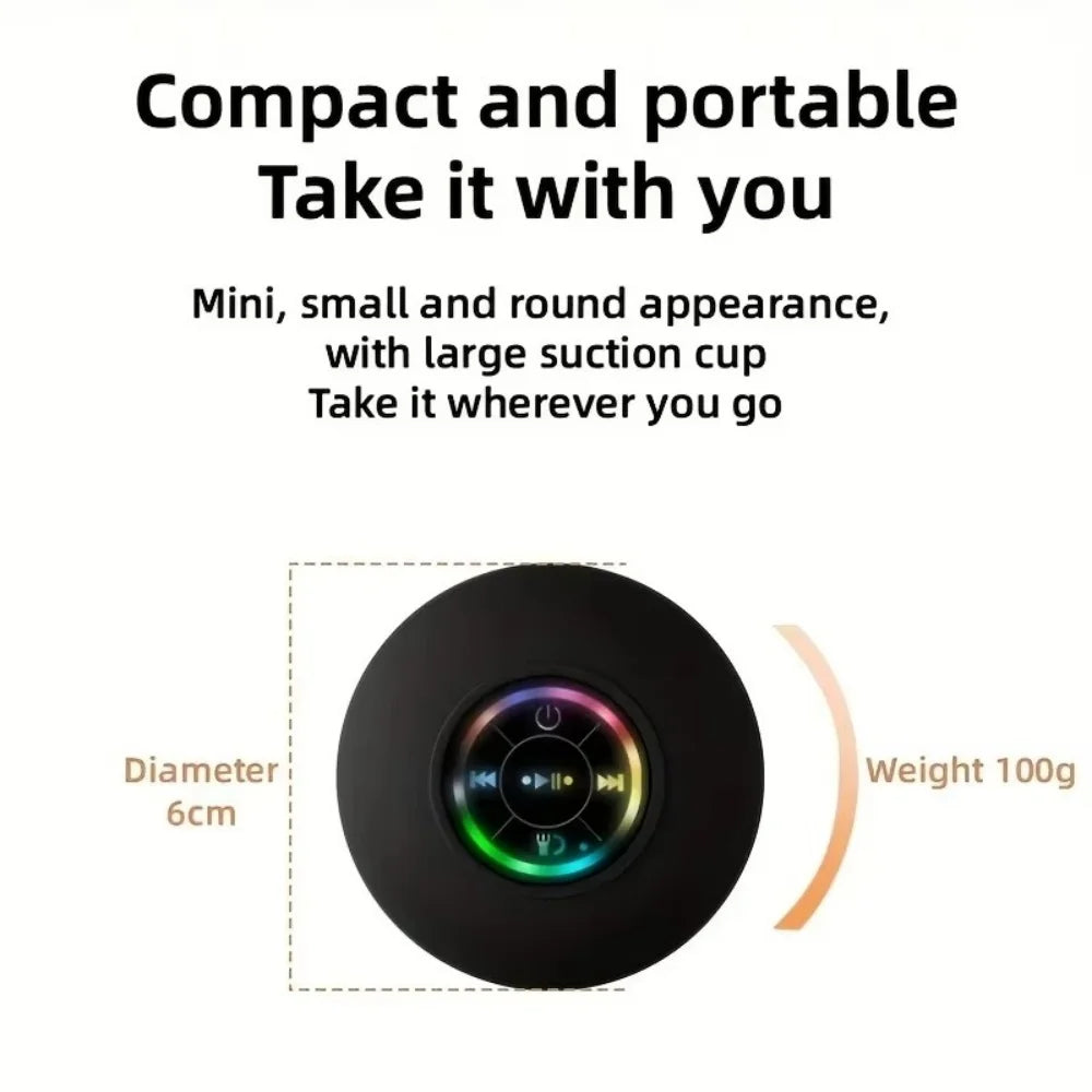 Bathroom Waterproof Speaker Wireless LED Bluetooth Speaker New Large Suction Cup Mini Portable Outdoor Sports Stereo Speaker